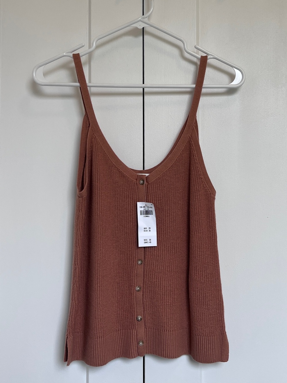 Abercrombie & Fitch Ribbed Button-Front Camisole - Rust Brown